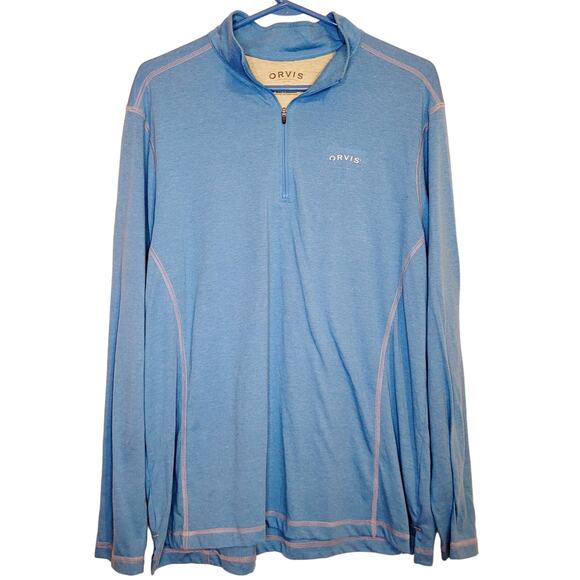 Orvis blue quarter zip long sleeved athletic pull over shirt - Picture 1 of 6